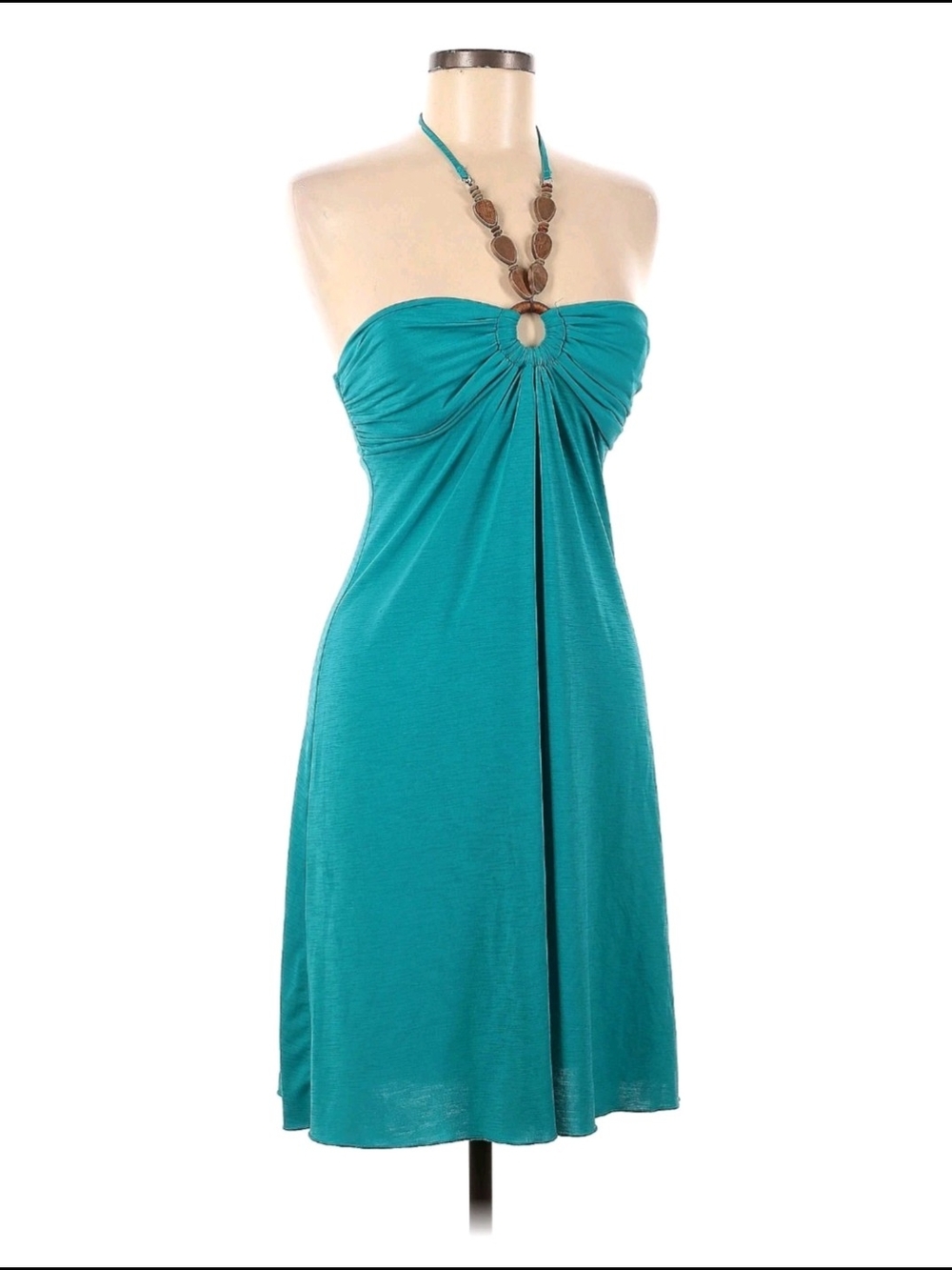 Iz Byer Teal Strapless Ring-Front Sundress